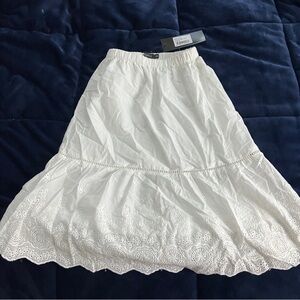 NEW Mikarose White Eyelet A Line Knee Length Skirt